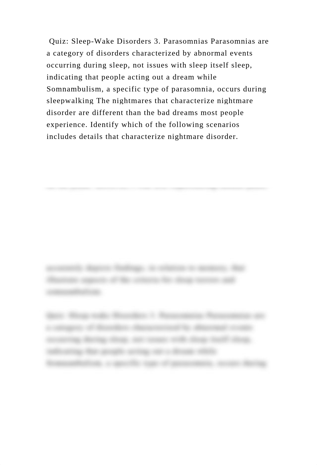 Quiz Sleep-Wake Disorders 3. Parasomnias Parasomnias are a category .docx_dxqkdn7pgd3_page2