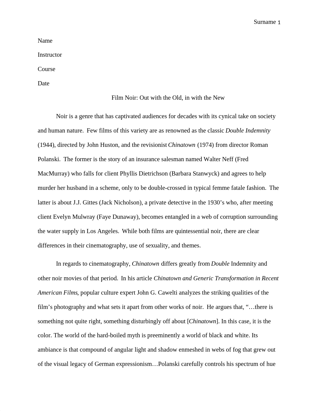 Film Comparison Essay: Double Indemnity and Chinatown_dxqol2djl42_page1