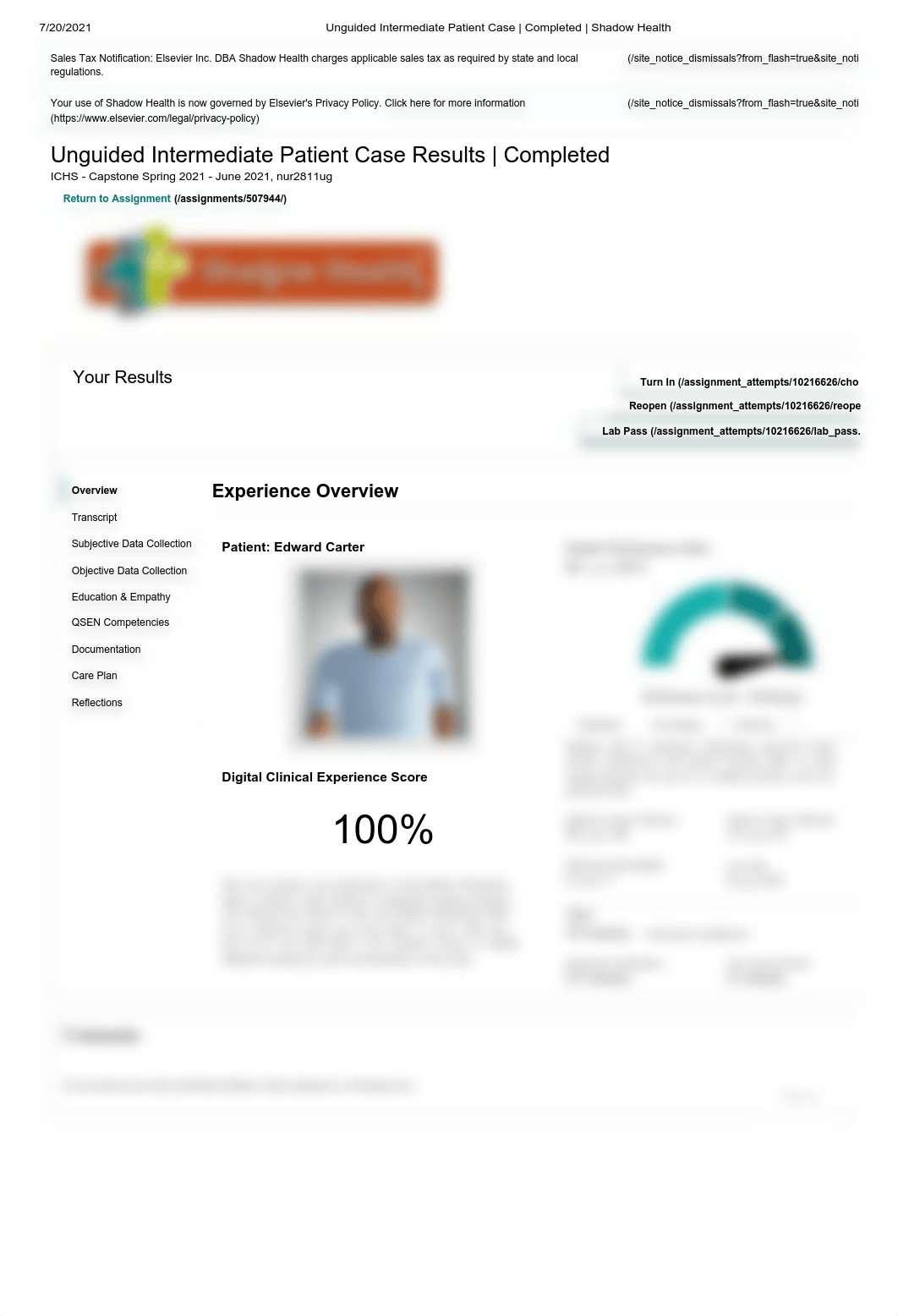 Unguided Intermediate Patient Case _ Completed _ Shadow Health - Edward Carter - Overview.pdf_dxqq6i3v8yo_page1