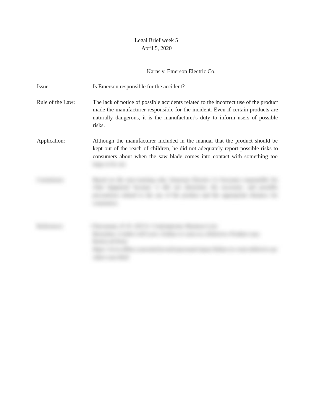 540 BUS - BUSINESS LAW - LEGAL BRIEF WEEK5 - Karns v. Emerson Electric Co. .pdf_dxqvbzkheyu_page1