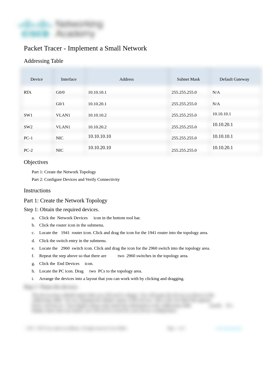 1.6.1 Packet Tracer - Implement a Small Network.docx_dxr2tnuhsnz_page1