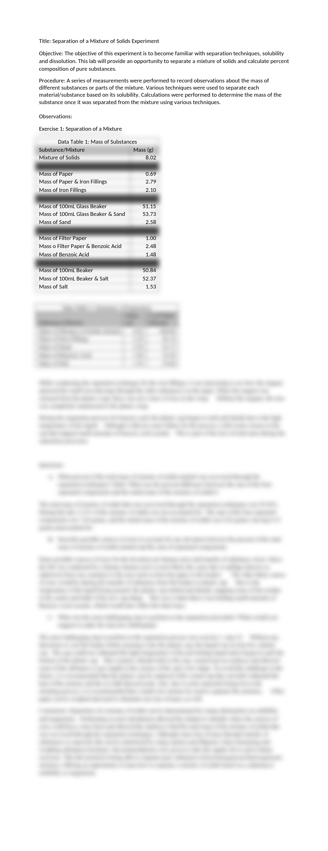 Separation of a Mixture of Solids Lab Report  COURSEHERO.docx_dxrc3zbas2a_page1