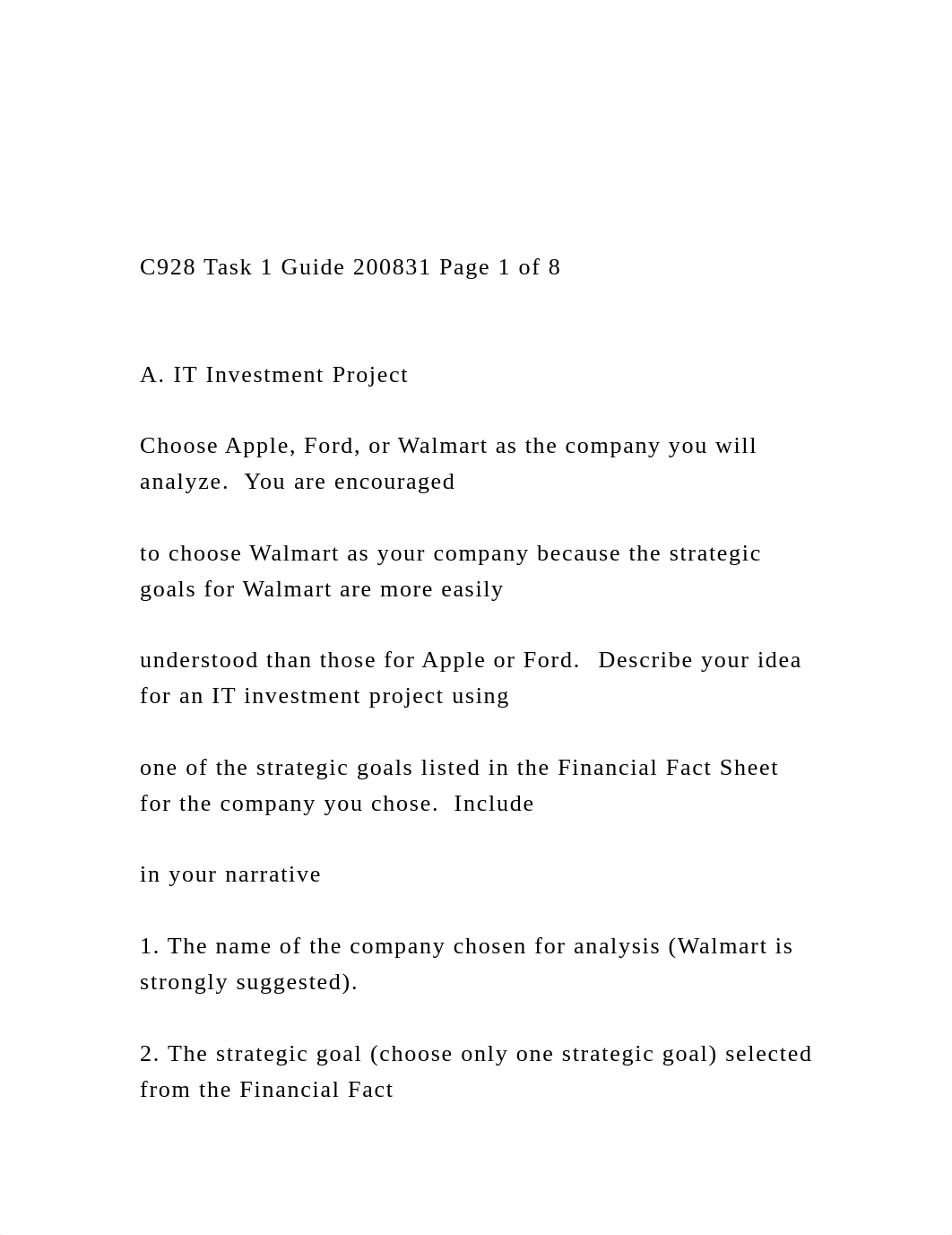 C928 Task 1 Guide 200831 Page 1 of 8 A. IT Investment Pr.docx_dxrzxt0dcme_page2