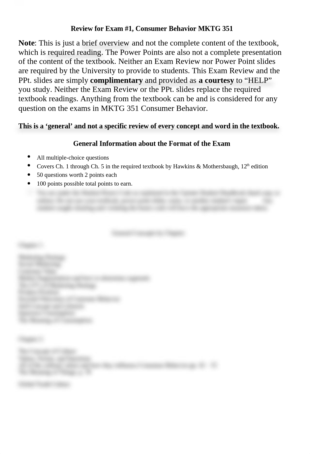 EXAM #1 REVIEW Consumer Behavior Ch.1 to Ch.5_dxs6yzefogg_page1