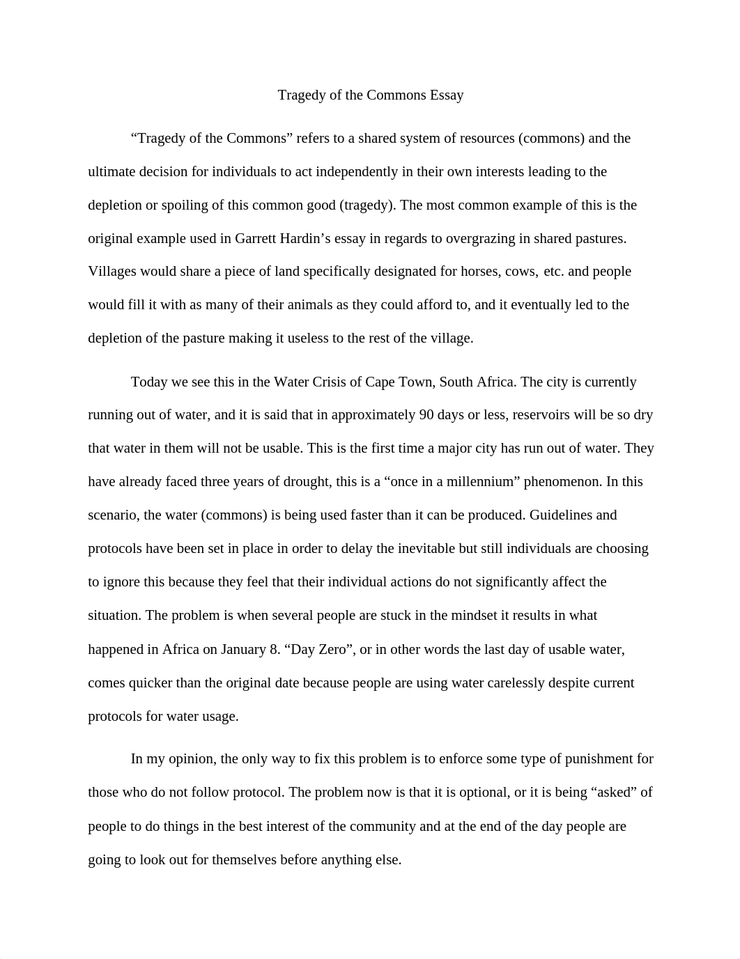 Tragedy of the Commons Essay_Water Crisis.docx_dxskq83buej_page1