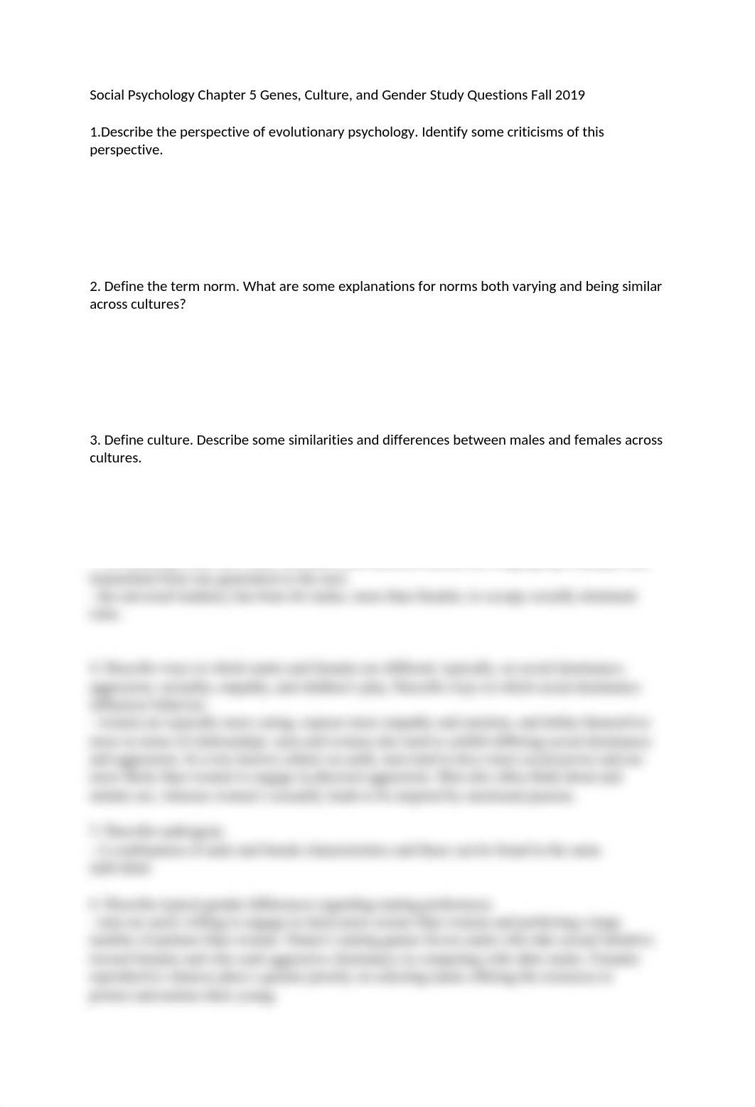 Social Psychology Chapter 5 Genes Culture Gender Study Questions Fall 2019.docx_dxsode3mnz1_page1