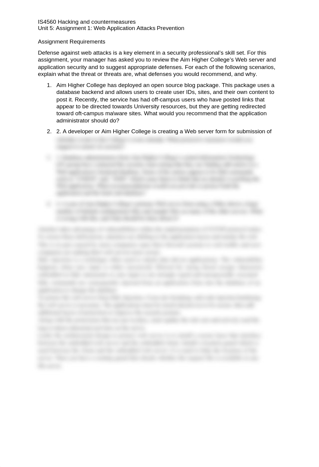 Unit 5Assignment 1 Web Application Attacks Prevention_dxsr911gete_page1