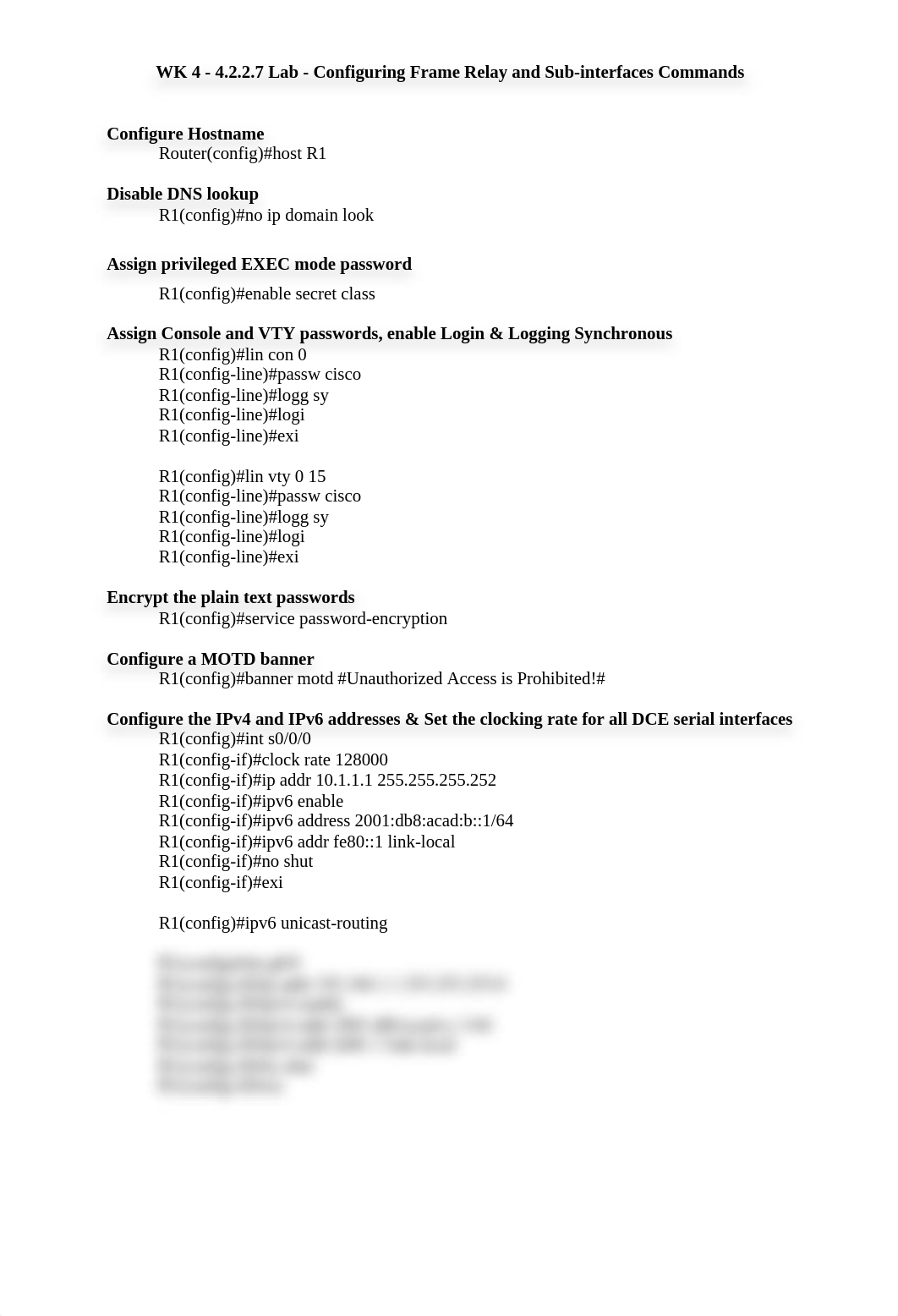 WK 4 - 4.2.2.7 Lab - Configuring Frame Relay and Subinterfaces Commands.docx_dxt3kf4d8k7_page1