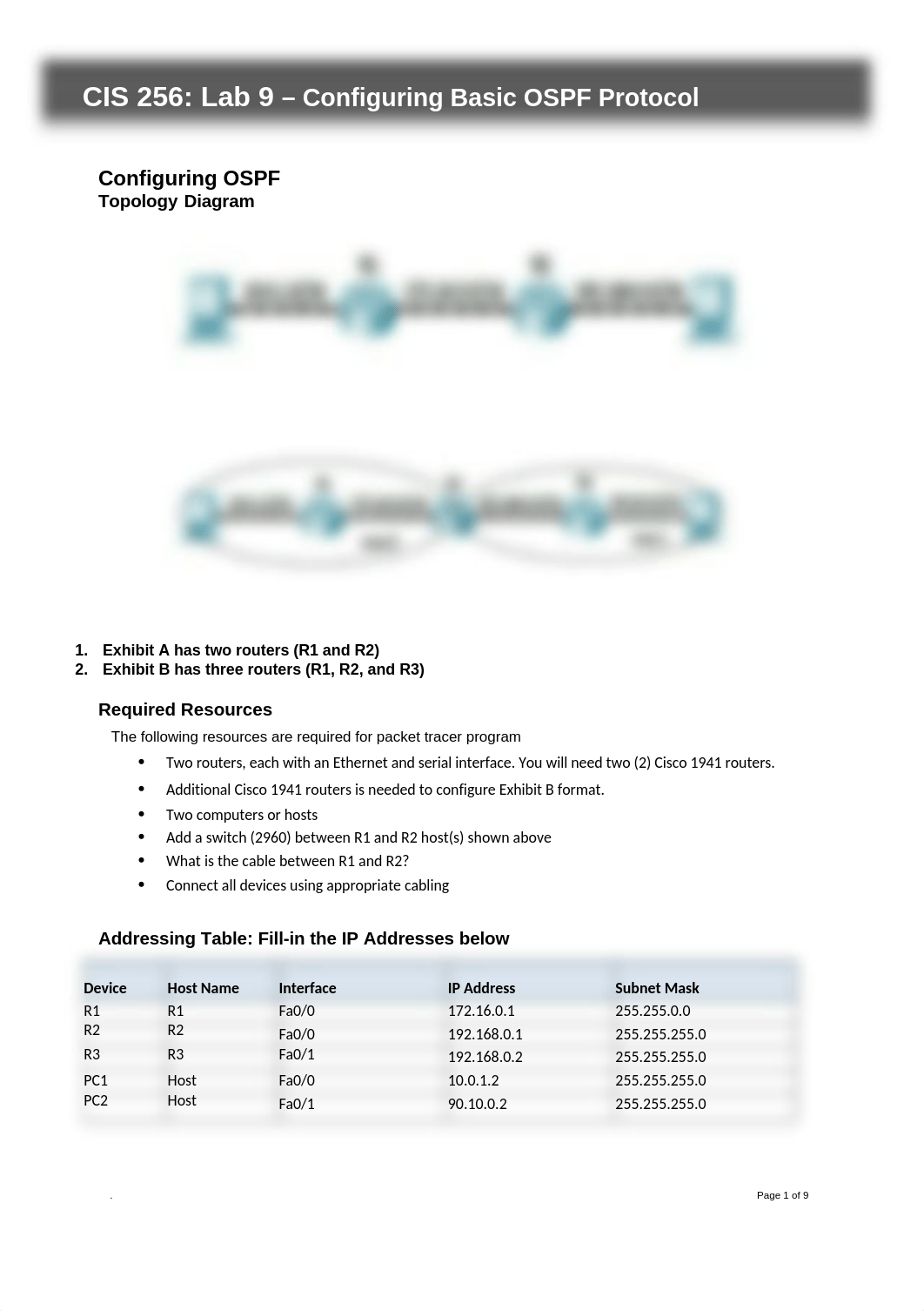 CIS 256 Lab 9 - Configuring basic OSPF Routing Protocol.docx_dxtw3b4i9zs_page1