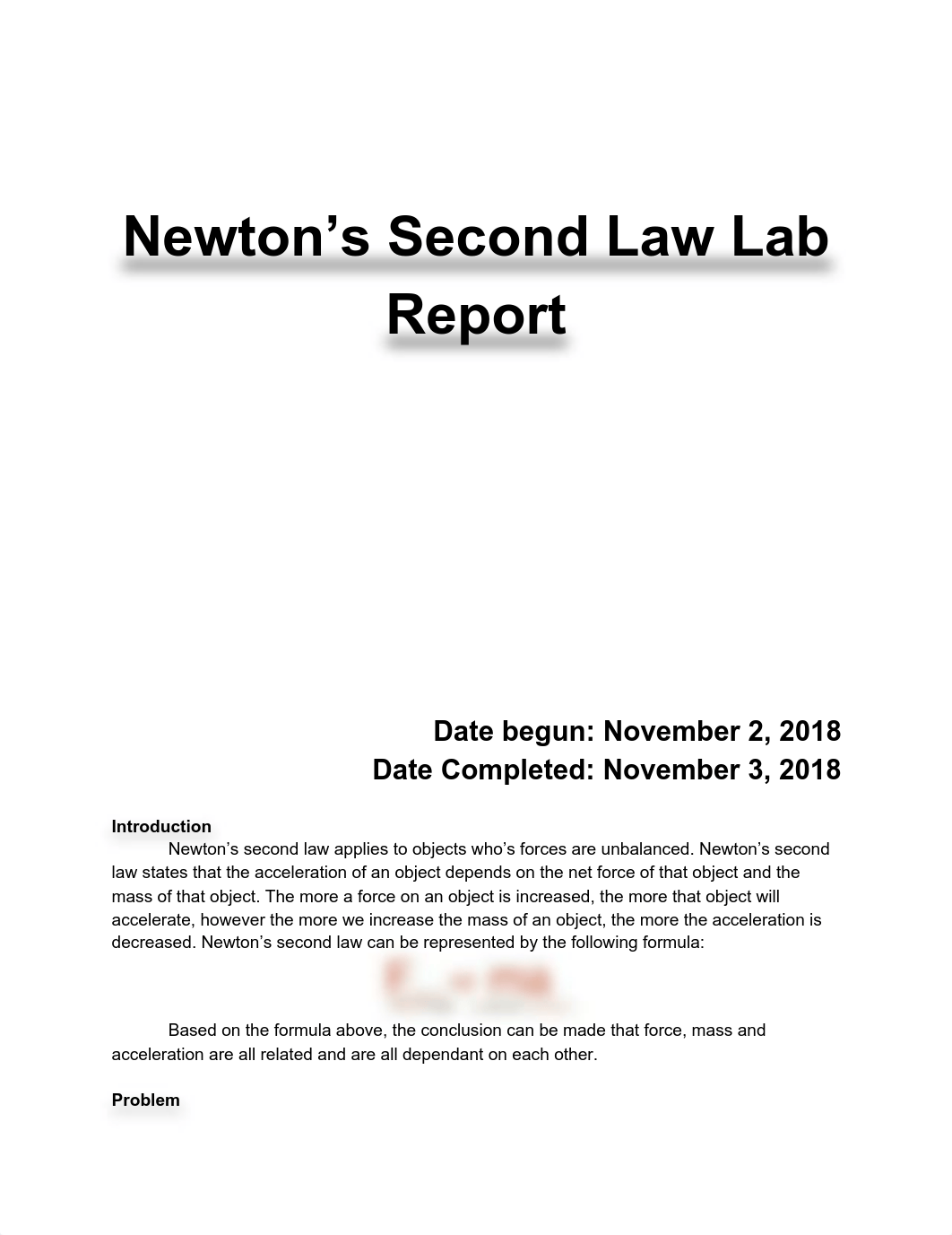 Newton's Second Law Lab Report.pdf_dxuuo3sksb0_page1