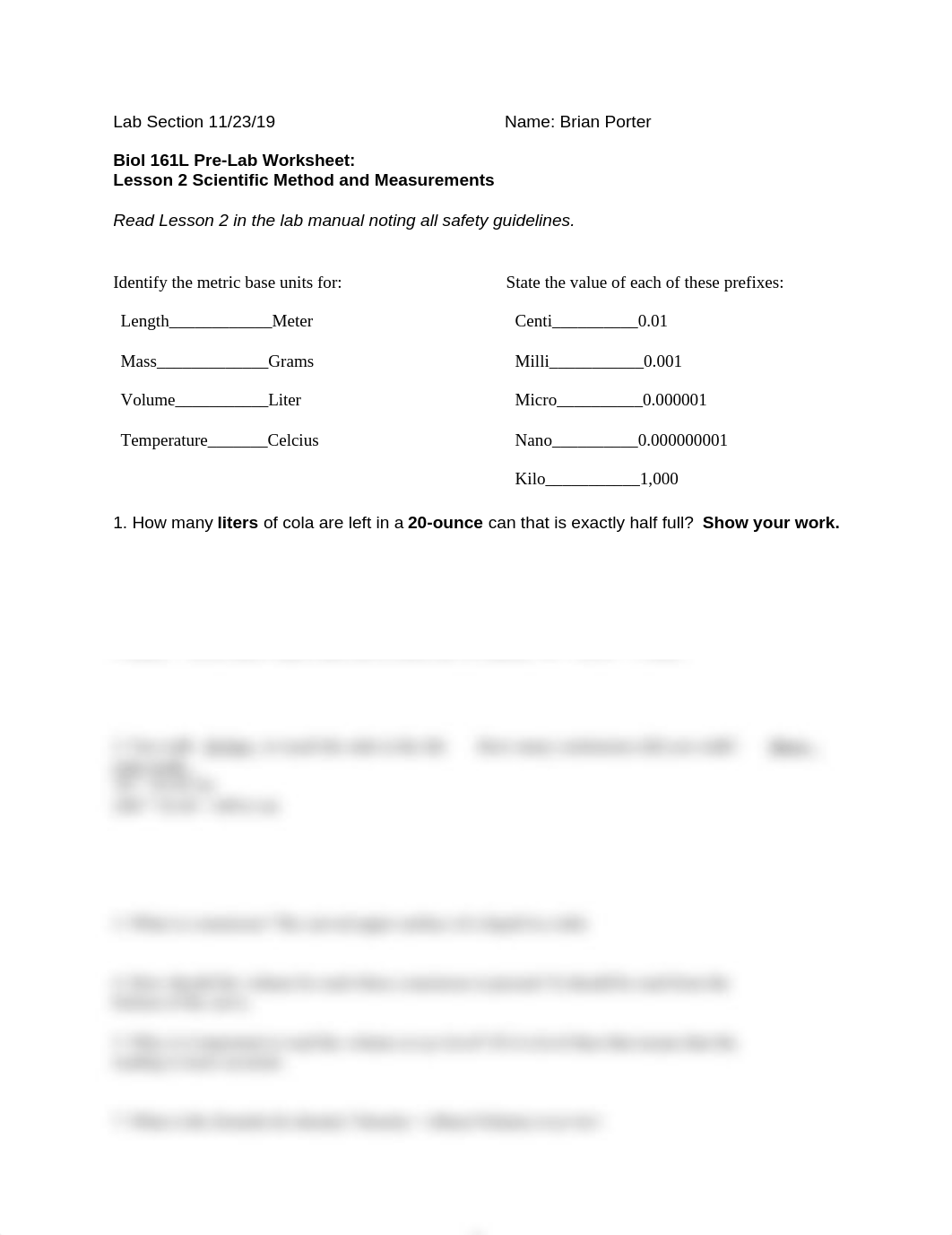 Biol 161L Pre-Lab Lesson 2 Scientific Measurements Brian Porter.docx_dxv1ww7efpw_page1