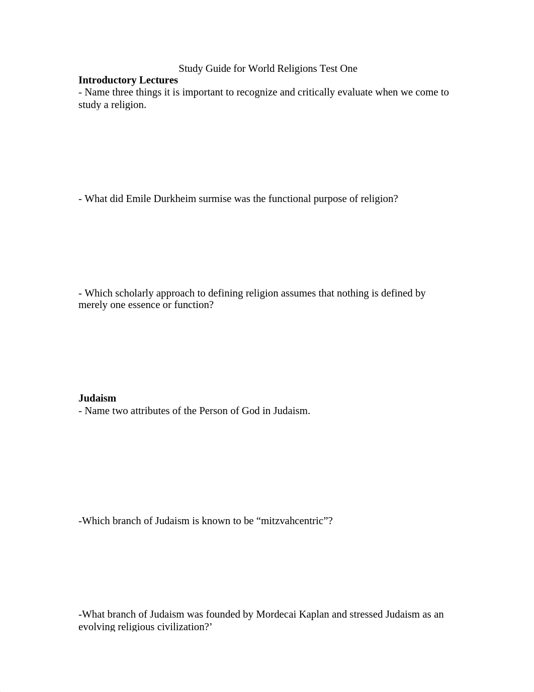 World Religions Test One Study Guide with missing questions_dxvrhikylvw_page1