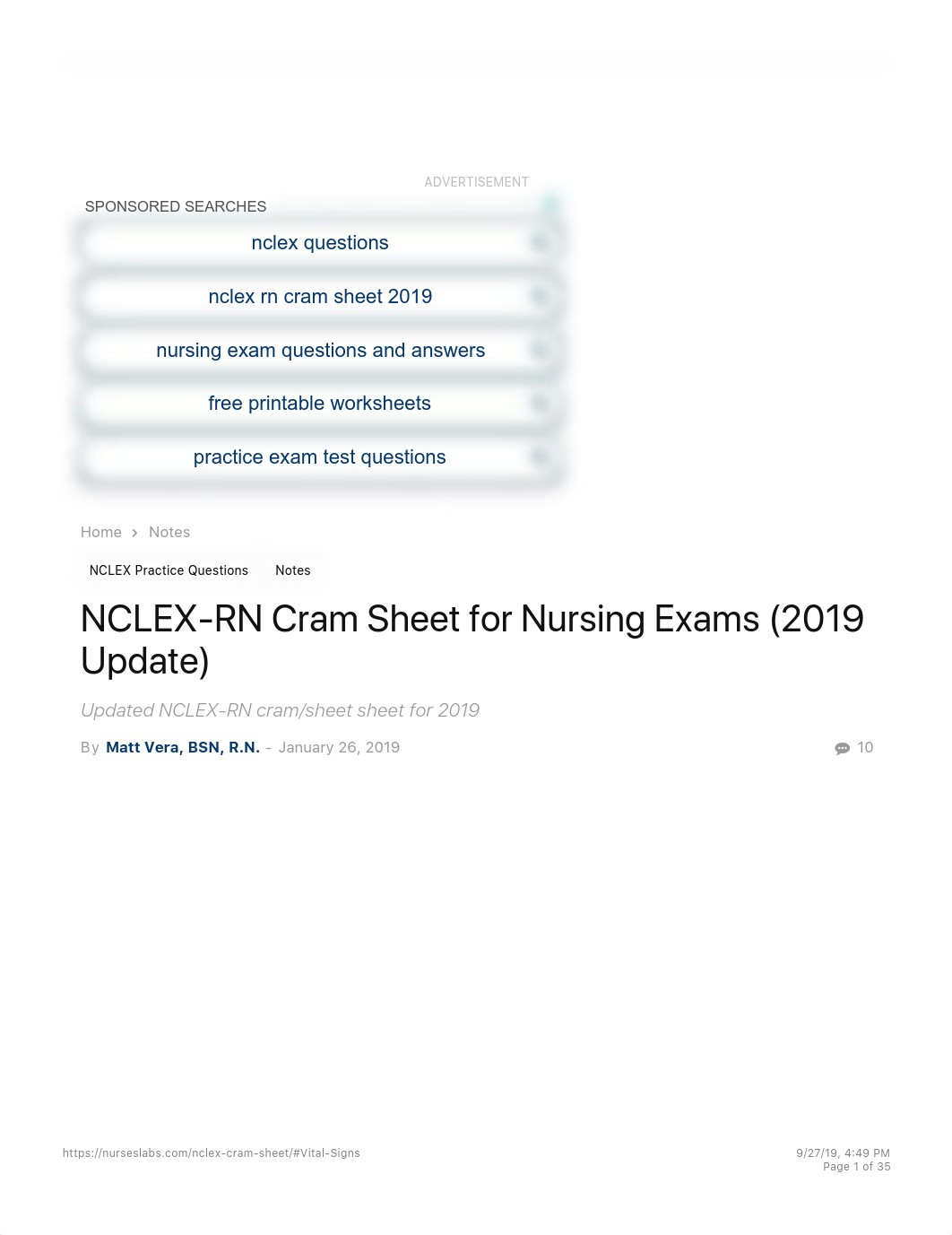 NCLEX-RN Cram Sheet for Nursing Exams_ 2019 Update - Nurseslabs.pdf_dxvyu8iluoc_page1