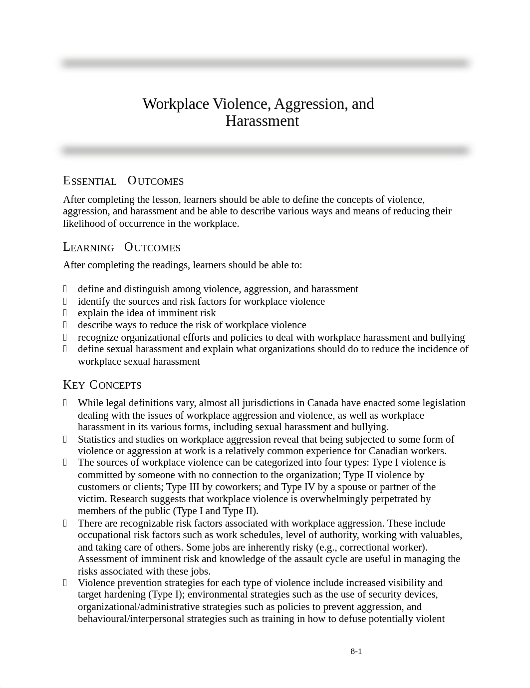 Violence, Aggression and Harassment in the Workplace - Readings.docx_dxvyuoxjt7e_page1