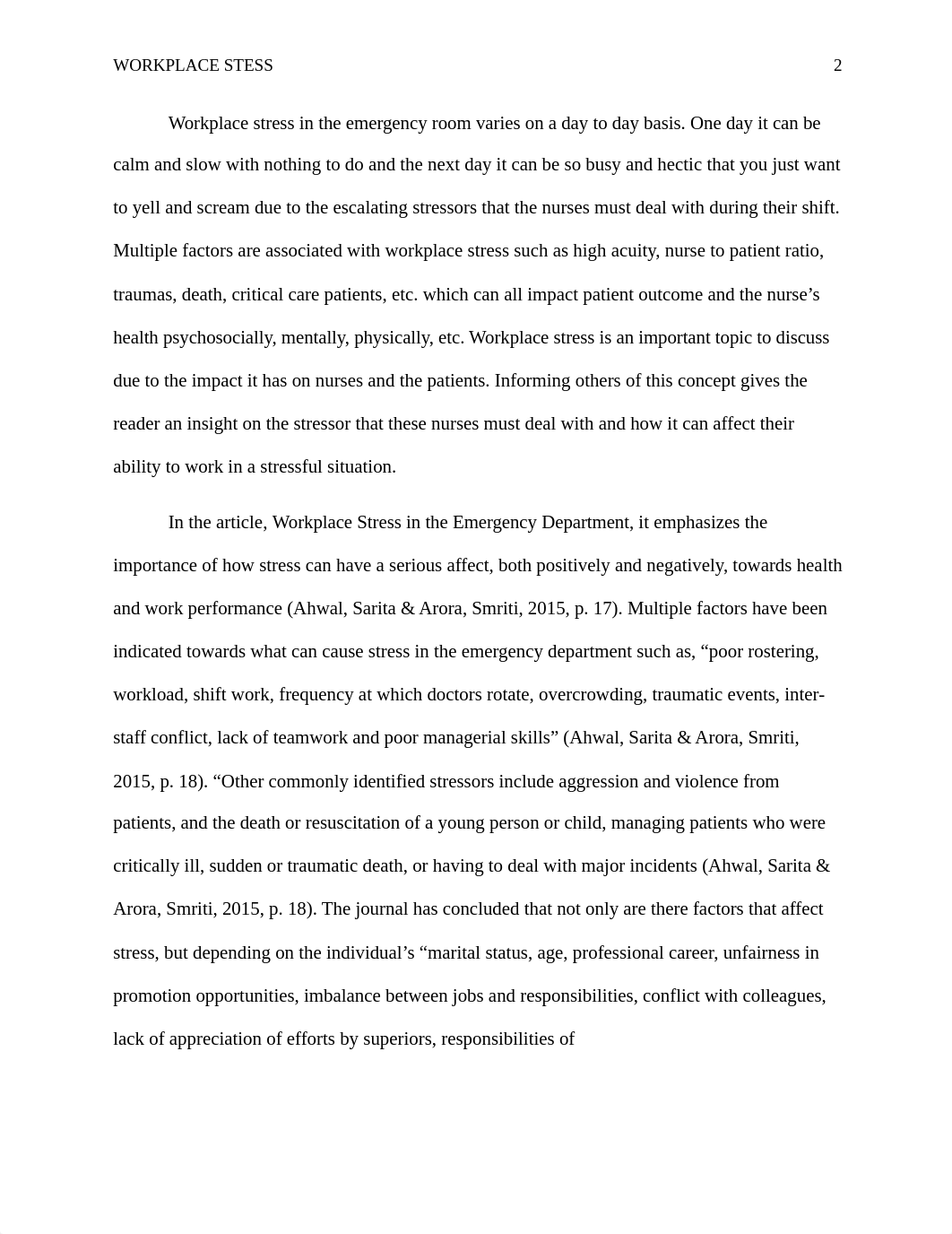 NUR314 Concept Analysis Paper Workplace Stress In The Emergency Department.docx_dxwov7z6kzm_page2