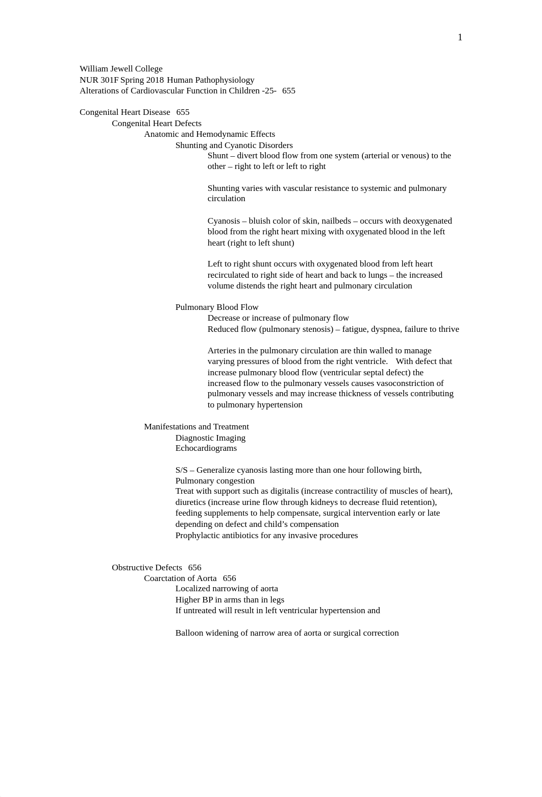 NUR 301F Spring 2018 Alterations in Cardiovascular Functions in Children .docx_dxwy90fwtg0_page1