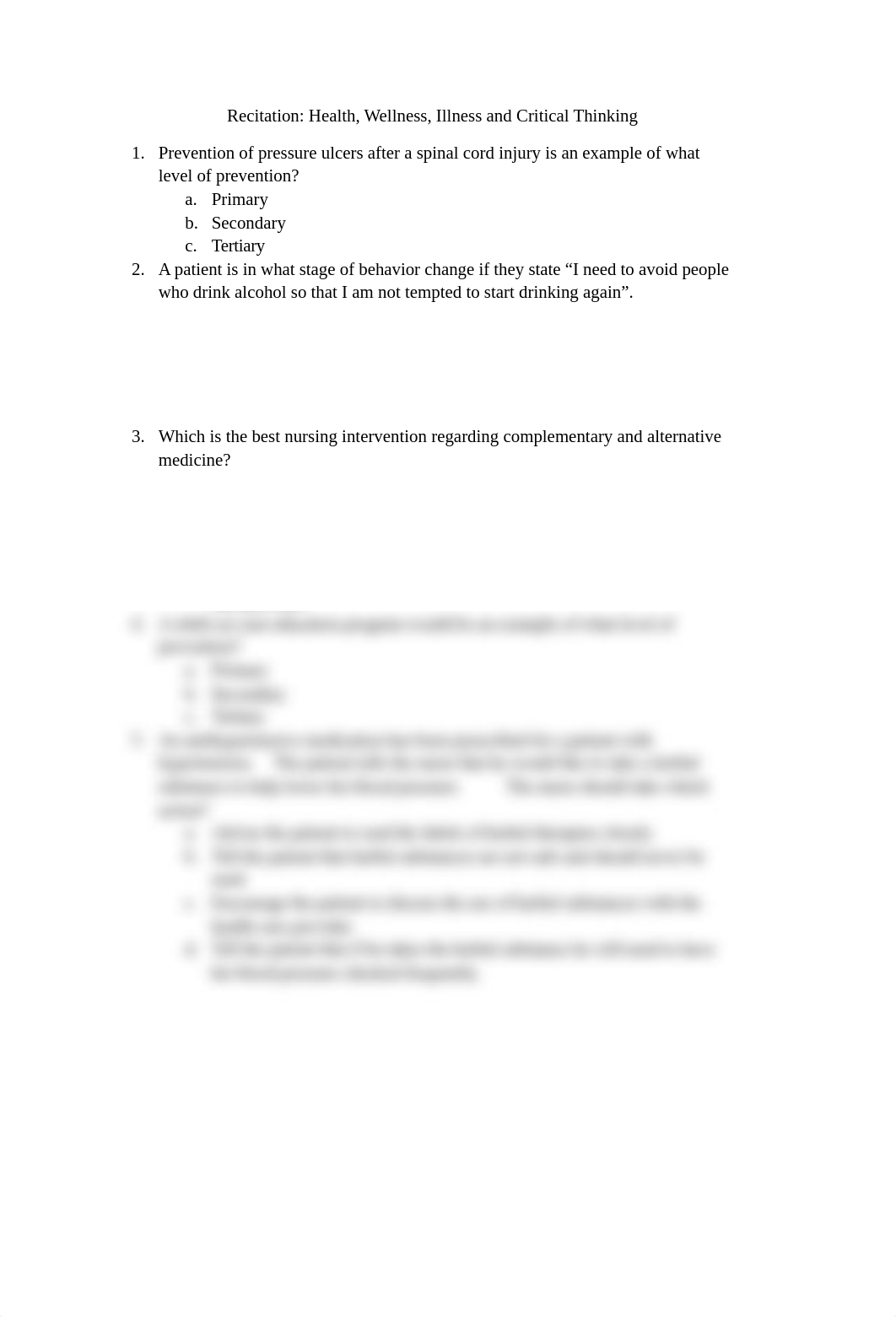 Health Wellness Illness and Critical Thinking Review questions.docx_dxxy7r72rc9_page1