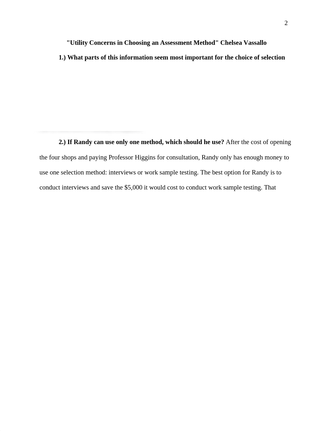 BUS 262 Utility Concerns in Choosing an Assessment Method Chelsea Vassallo .docx_dxyr20ibt1v_page2