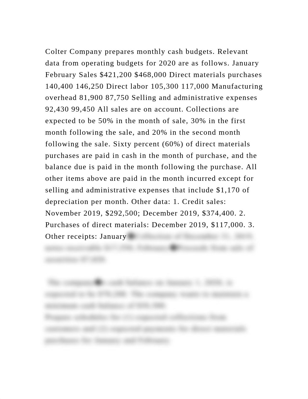 Colter Company prepares monthly cash budgets. Relevant data from ope.docx_dxz8ivk324d_page1