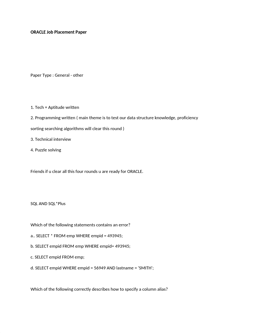 (www.entrance-exam.net)-Oracle Placement Sample Paper 5_dxznk9vt9ic_page1