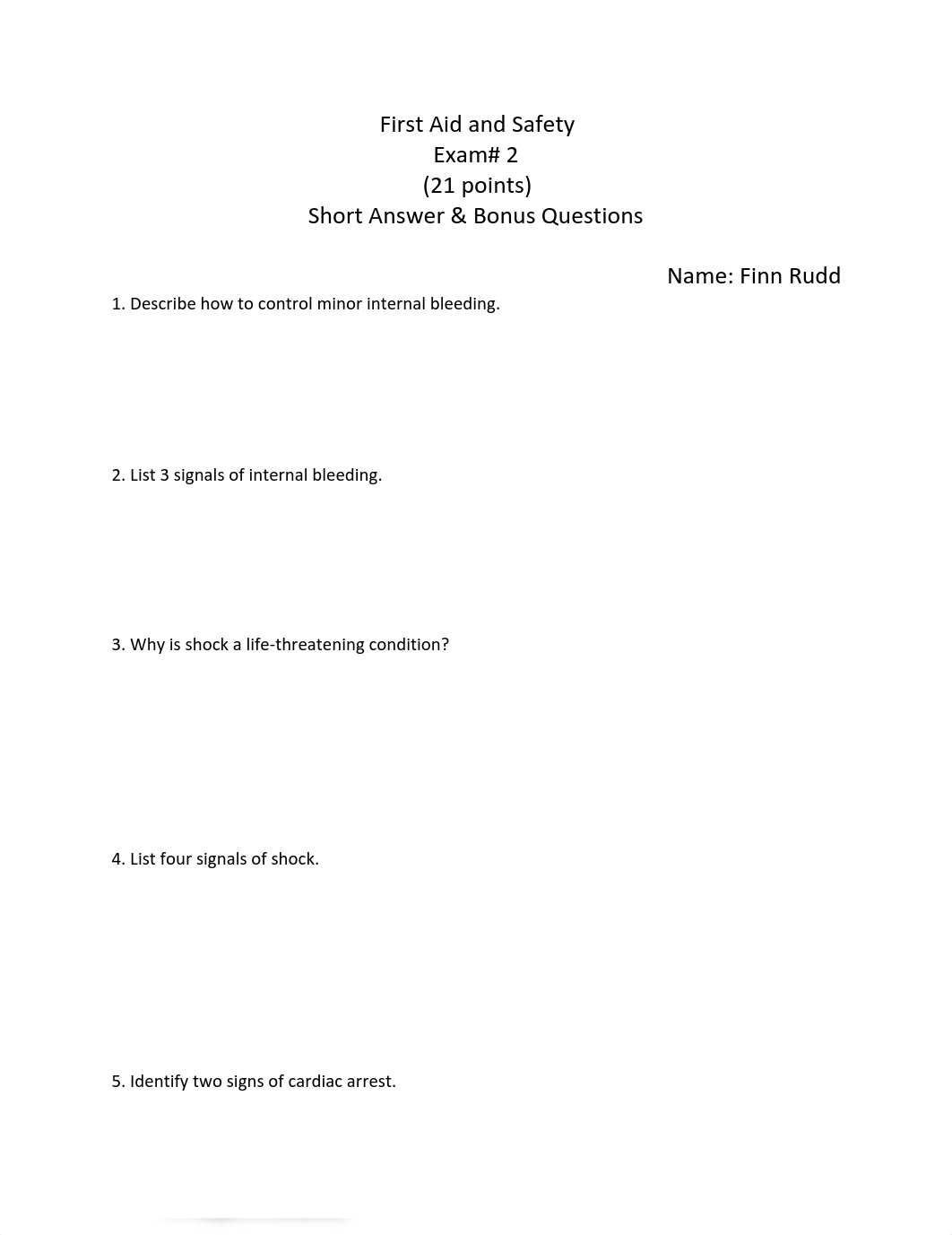 First Aid Exam #2- Short Answer .pdf_dxzv0ljph0g_page1