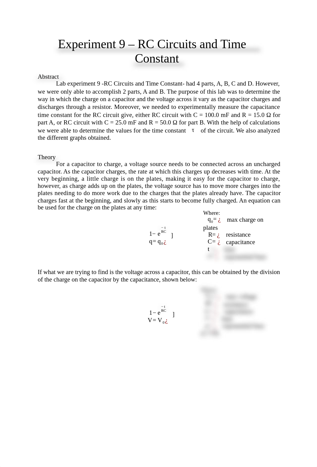 Experiment 9 - RC Circuits and Time Constant.docx_dy0ll65l303_page1