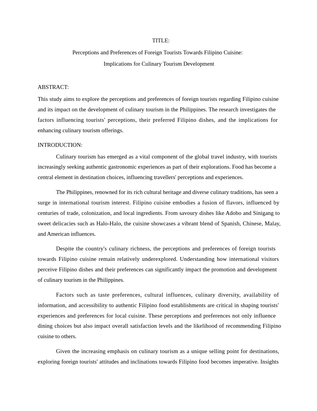 Perceptions and Preferences of Foreign Tourists towards Filipino Cuisine Implications for Culinary T_dy1zl7twiqm_page1