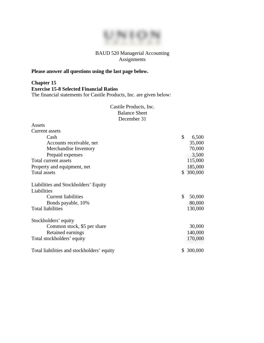 BAUD 520 Assignments Chapter 15 Financial Statement Analysis (1).docx_dy2d0rwdxf6_page1