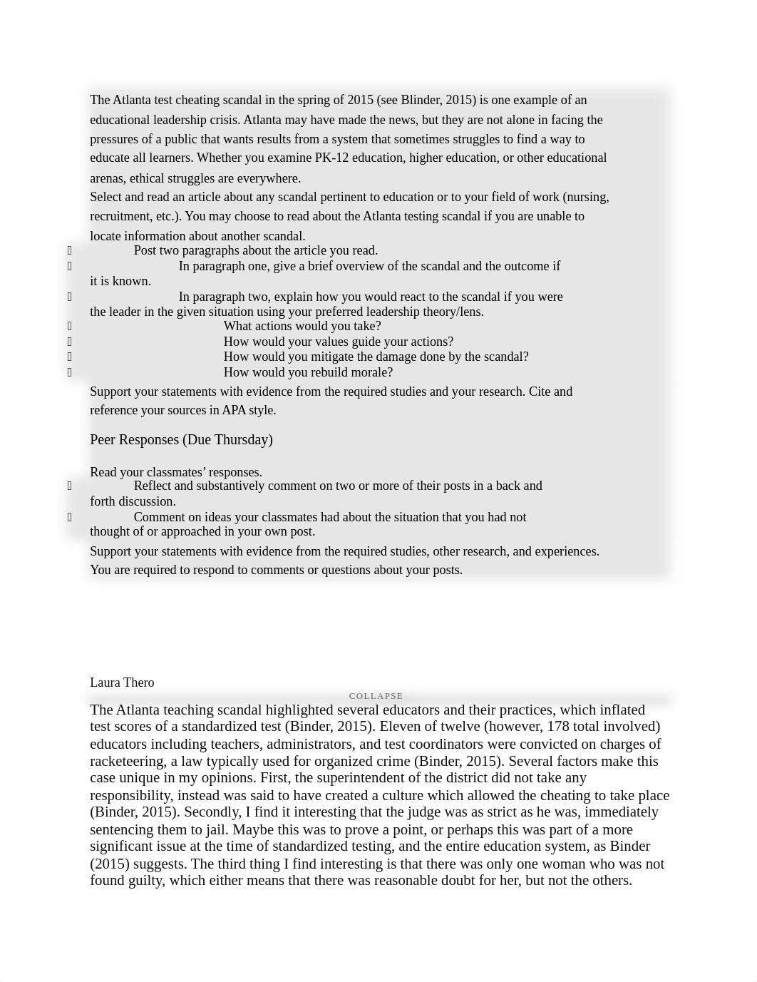 5Peer Responses (Due Thursday)5The Atlanta test cheating scandal in thePeer Responses (Due Thursday_dy316z93g16_page1