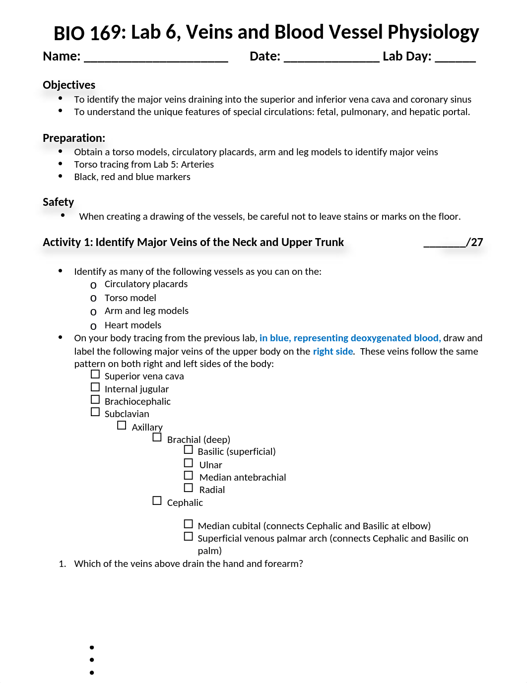 BIO 169 Lab #6 Veins and Blood Vessel Physiology.docx_dy3c49ylyb3_page1