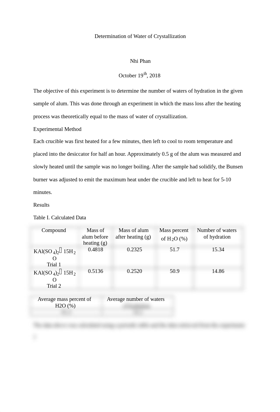 Lab Report Alum- Determination of water of crystallization.docx_dy3x8aybv9c_page1