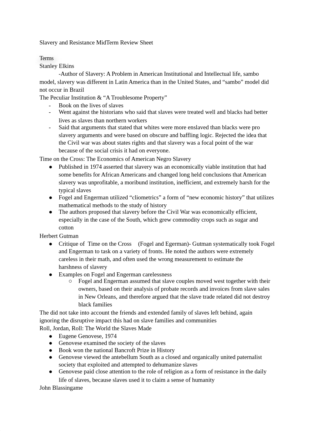 Slavery and Resistance Midterm Study Sheet.docx_dy4hzr07dfn_page1