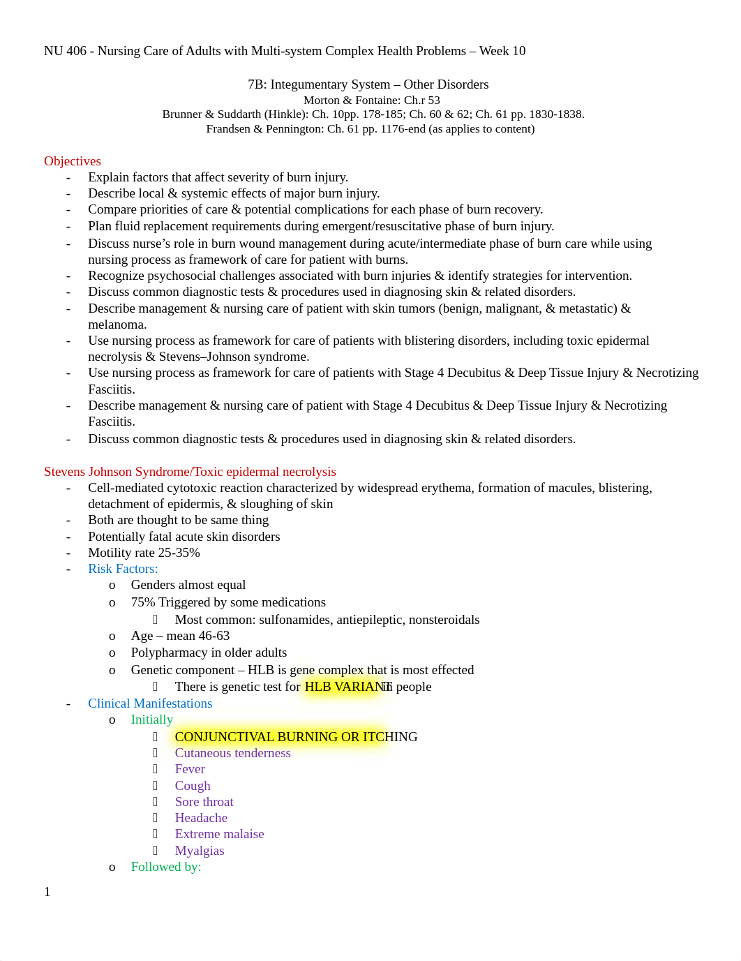 NU 406 WK 10 - 7B Integumentary Other Disorders.docx_dy5rftfgvxv_page1