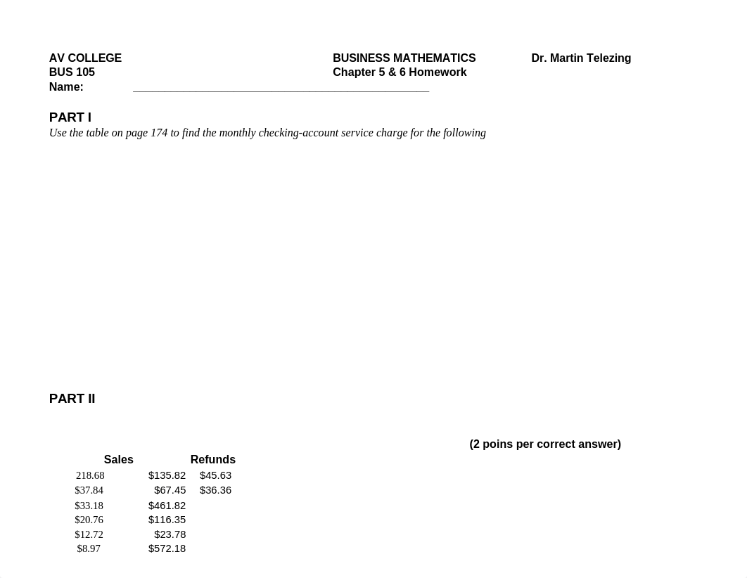 BUS 105 Week 05 homework Chapter 5 and 6 (1).xlsx_dy5vy07a03m_page1