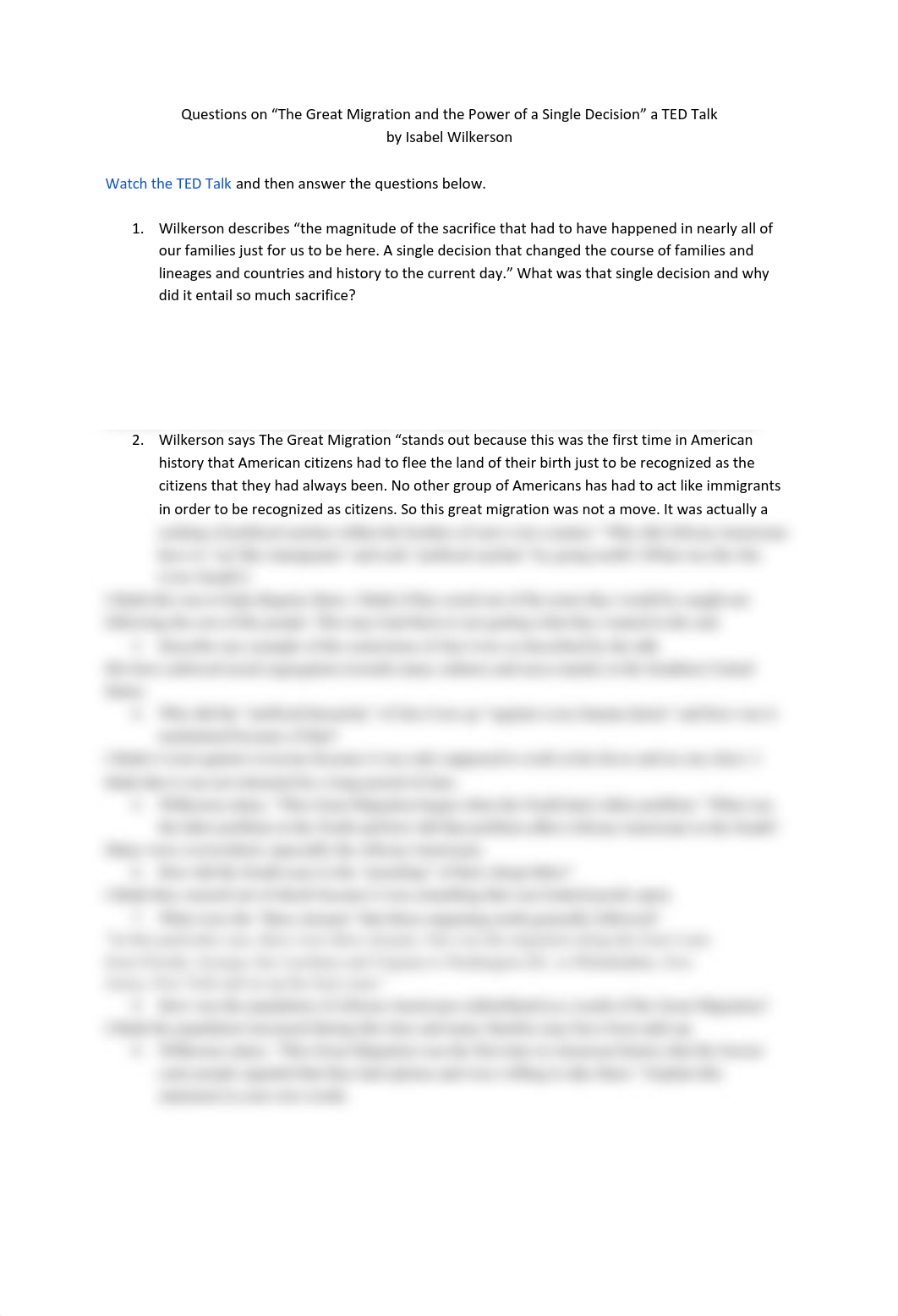 Kimora  Questions on "The Great Migration and the Power of a Single Decision" a TED Talk.pdf_dy6802ir4cc_page1