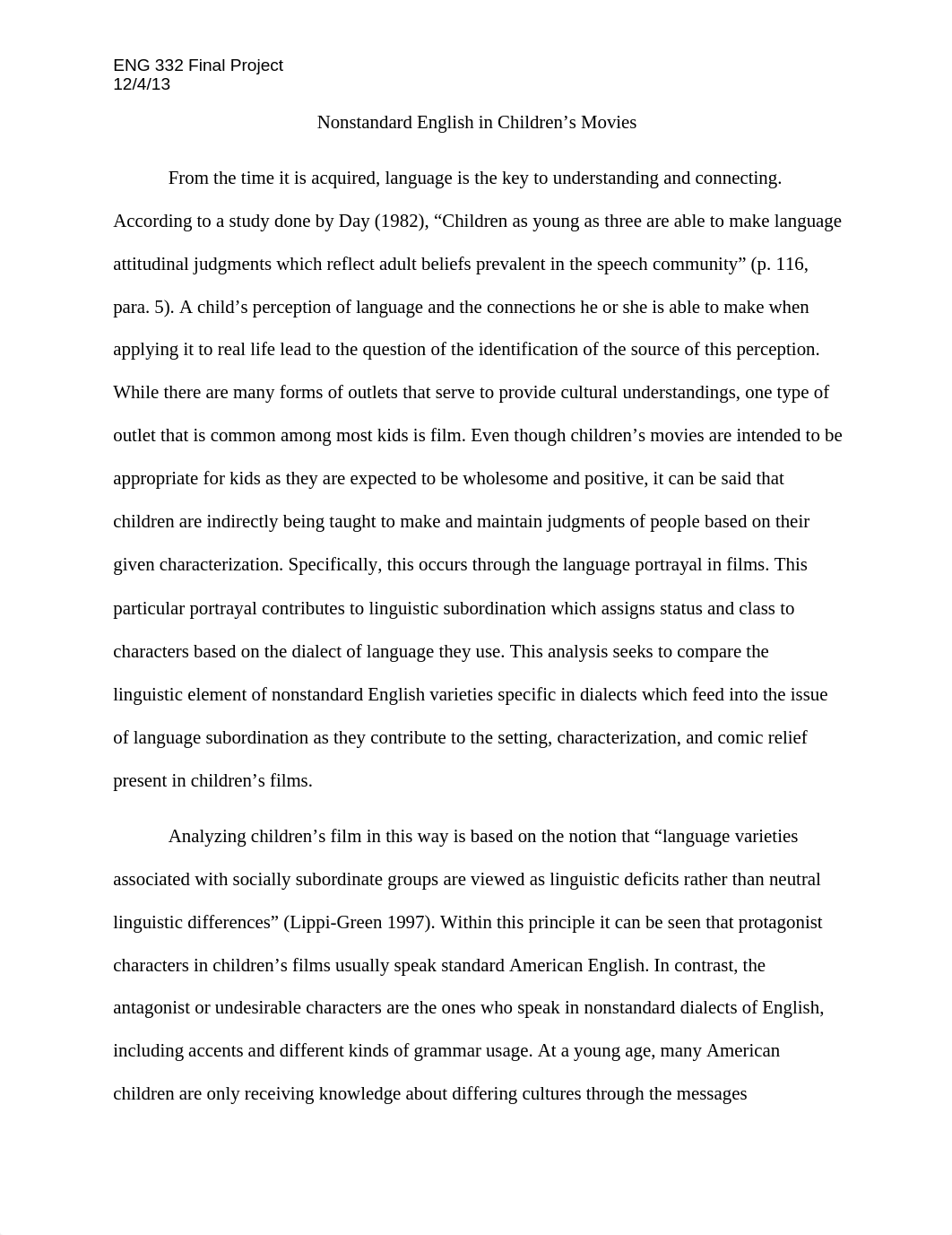 Nonstandard English in Children's Movies-- Paper for Symposium Presentation_dy6bq2686ot_page1