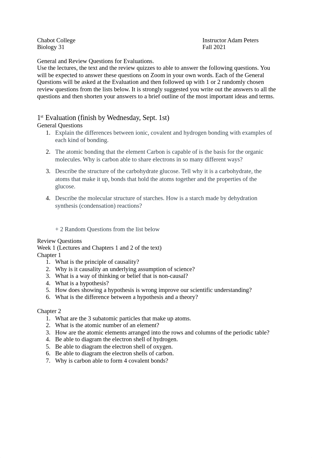 Bio 31 General and Review Questions for Bio 31 with due dates for the Evaluations 1-4.docx_dy6cqrgun0b_page1