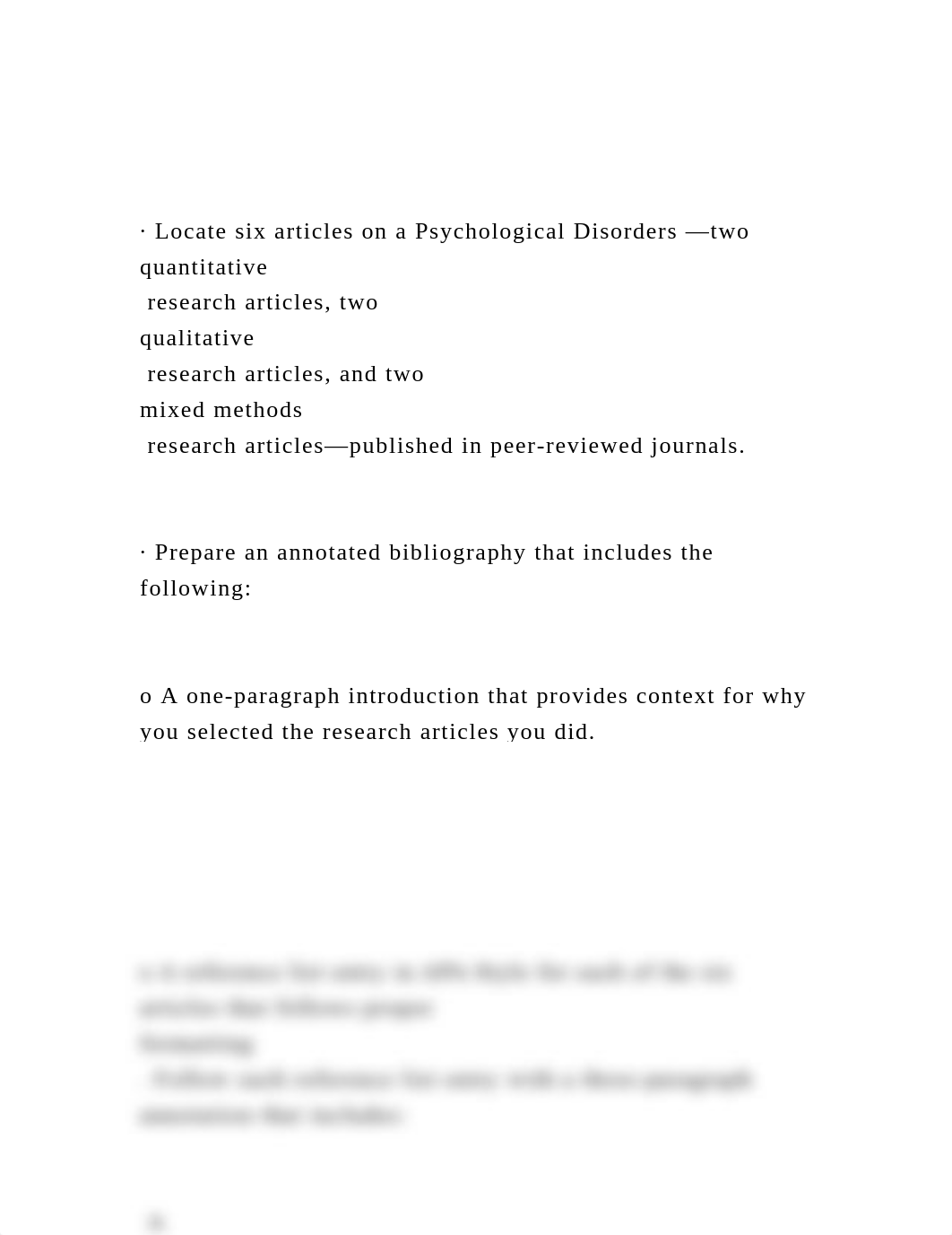 · Locate six articles on a Psychological Disorders —two quanti.docx_dy6hgtgzej6_page2