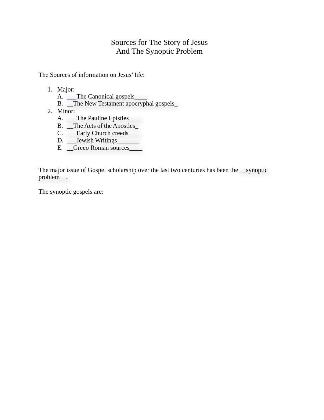 Sources for the Story of Jesus and Synoptic Problem answers_dy8frun6szx_page1