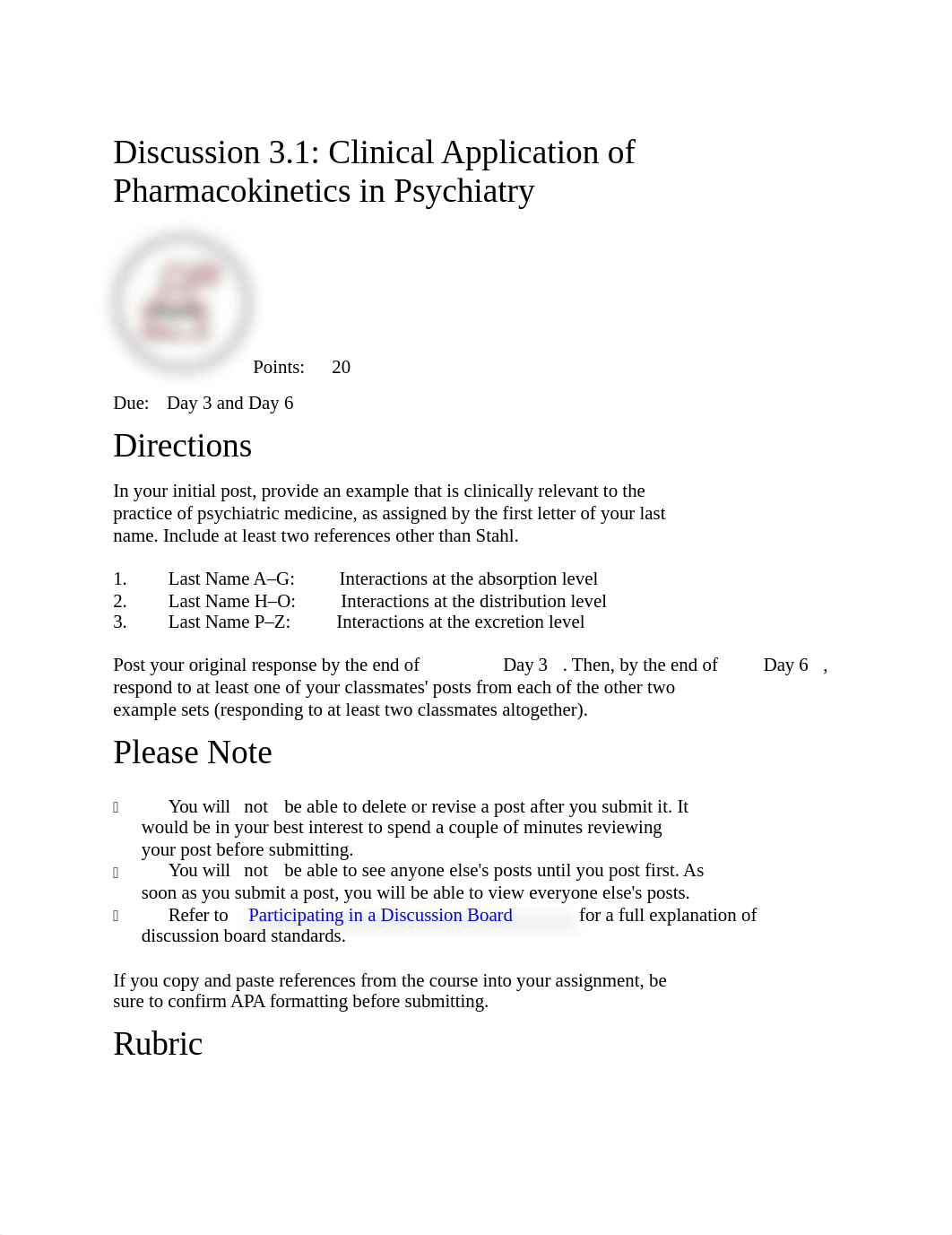 Discussion 3.1- Clinical Application of Pharmacokinetics in Psychiatry.docx_dy8yxrkrirg_page1