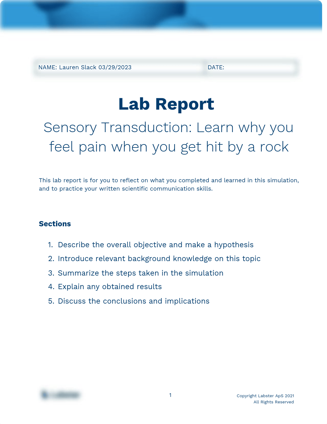 Lab Report_Sensory transduction_ Learn why you feel pain when you get hit by a rock.docx_dy9plthqtdc_page1