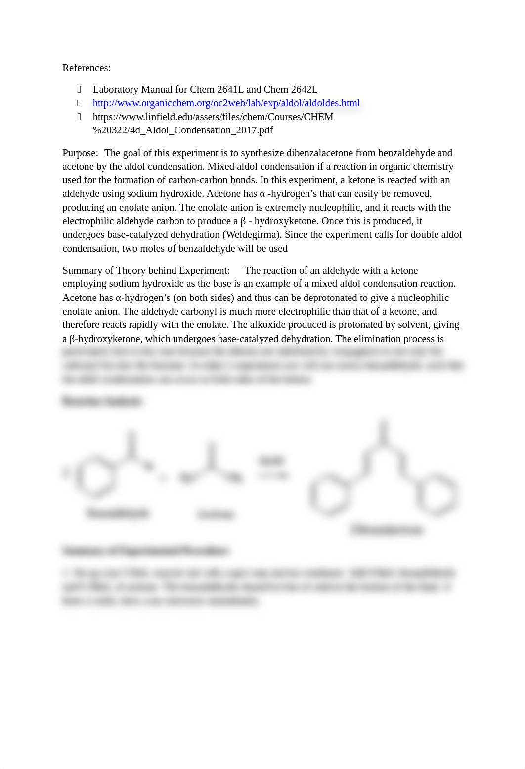 Chem Lab Aldol Condensation Dibenzalacetone.docx_dyan7bk4s14_page2