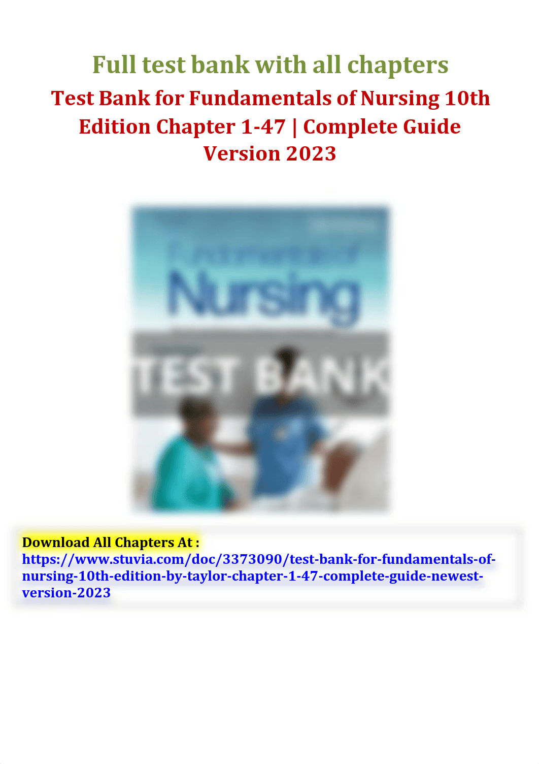 Fundamentals of Nursing 10th Edition by taylor Test Bank.pdf_dyb65r58drv_page1