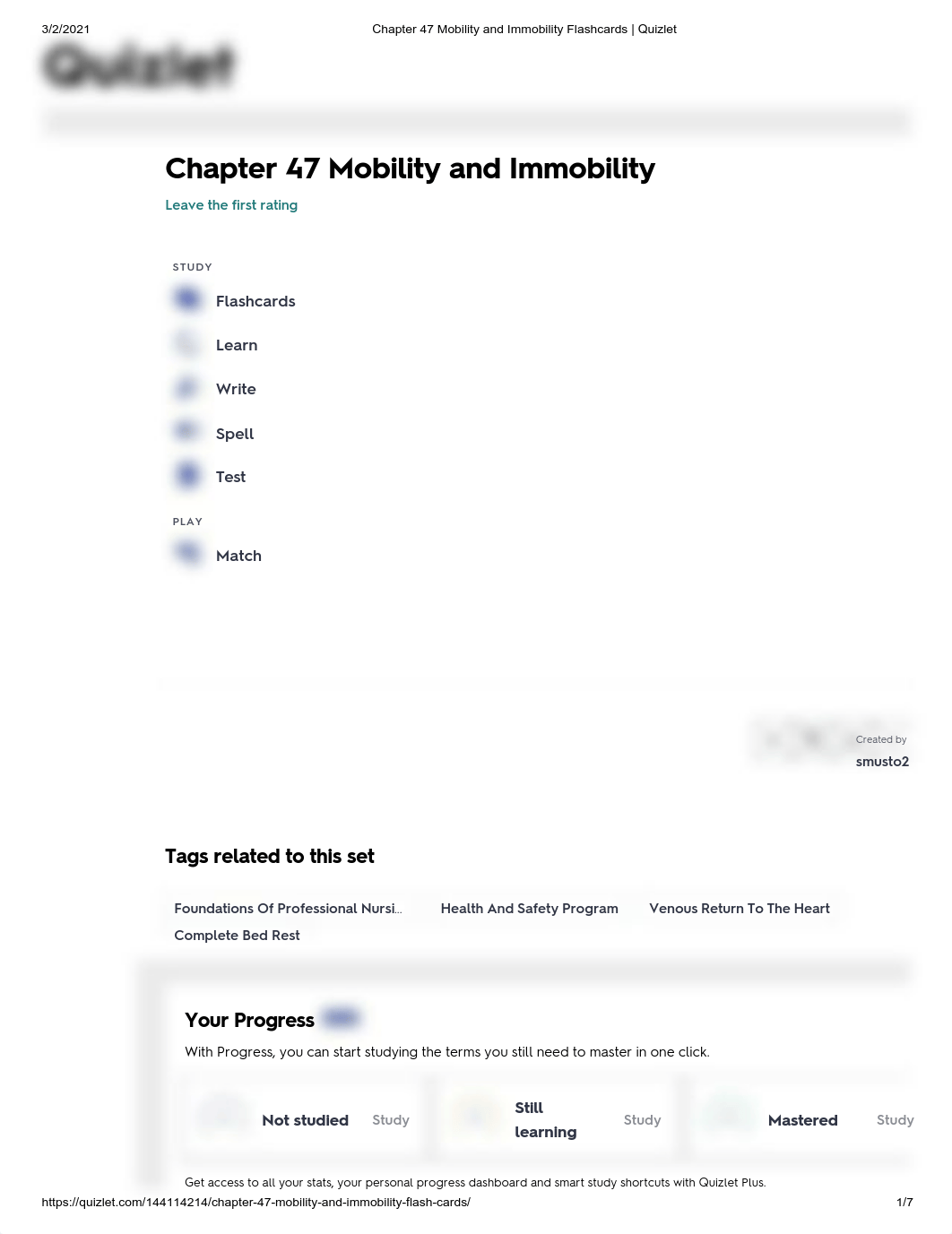 Chapter 47 Mobility and Immobility Flashcards _ Quizlet.pdf_dybfmbnunir_page1