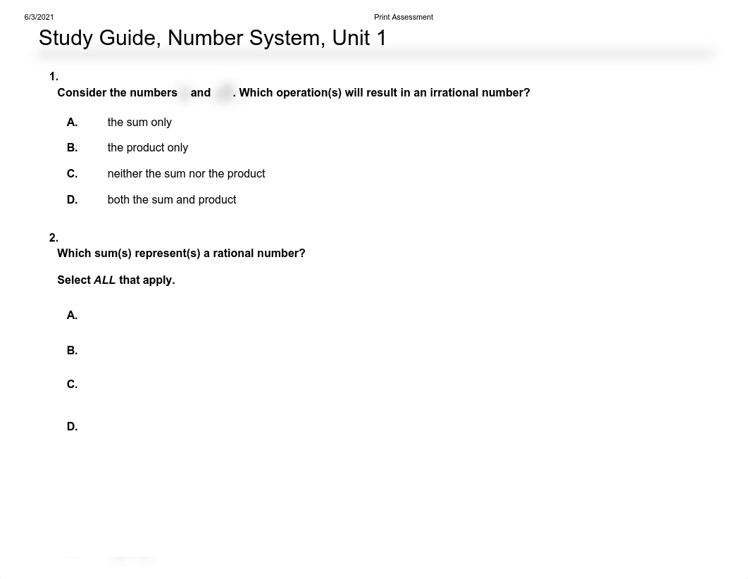 JCSD Essentials Math COmmon Assessment Study Guide Unit 1 Test.pdf_dybq9bksdgq_page1