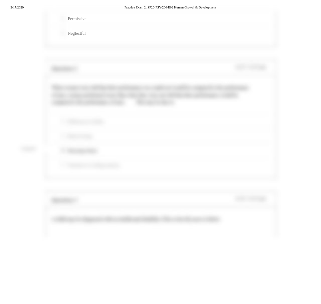 Practice Exam 2_ SP20-PSY-206-E02 Human Growth & Development.pdf_dybrttvfuq2_page2