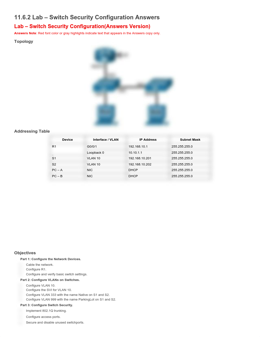 11.6.2 Lab - Switch Security Configuration Answers - Premium IT Exam Answers.pdf_dybub195v6y_page1