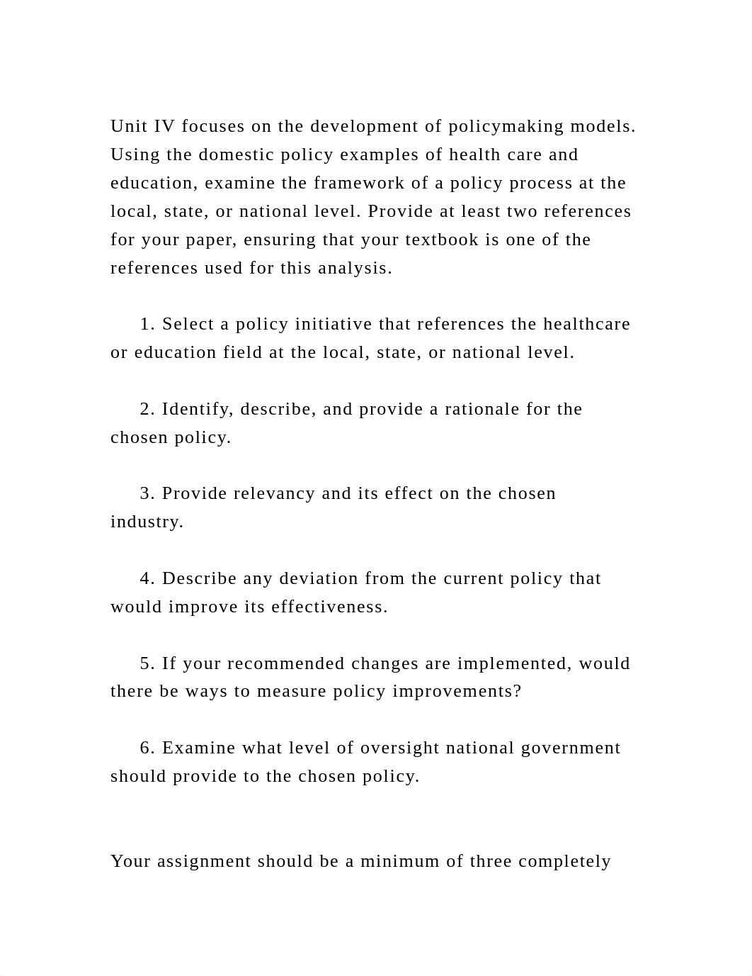 Unit IV focuses on the development of policymaking models. Using the.docx_dyc199v0wlk_page2