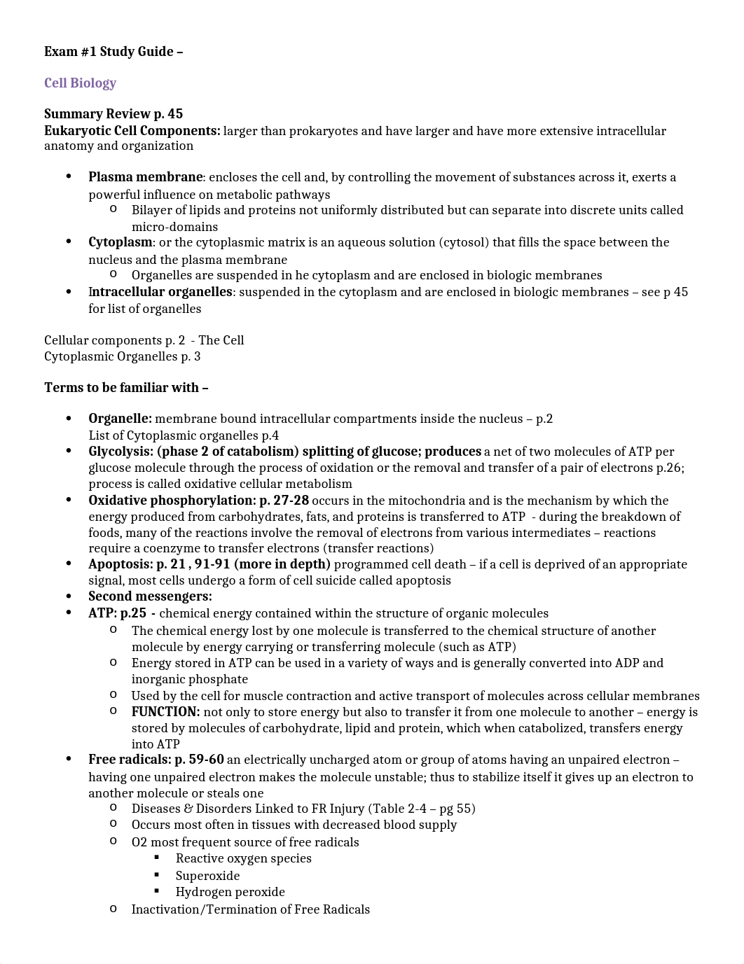 Exam 1 Review  - Cell Bio, F&E, Stress_dyc53ce1tfo_page1