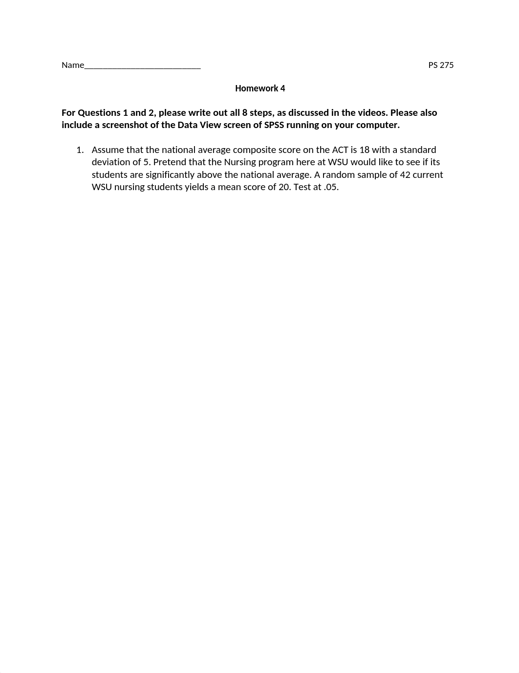 PS 275 HW 4 -- one sample z-test and SPSS screenshot.docx_dyczccrnasy_page1